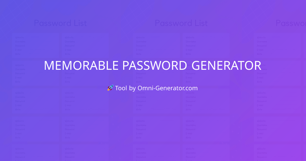 Memorable Password Generator